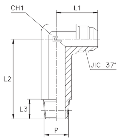 Штуцер FRM90 JIC 3/4 - NPTF 3/8 (удлин.)