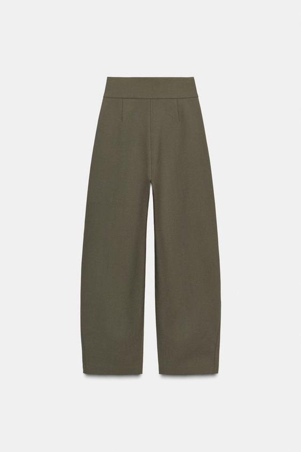 ZARA БРЮКИ-БАЛЛОНЫ СО СКЛАДКАМИ, ТЕМНЫЙ ХАКИ