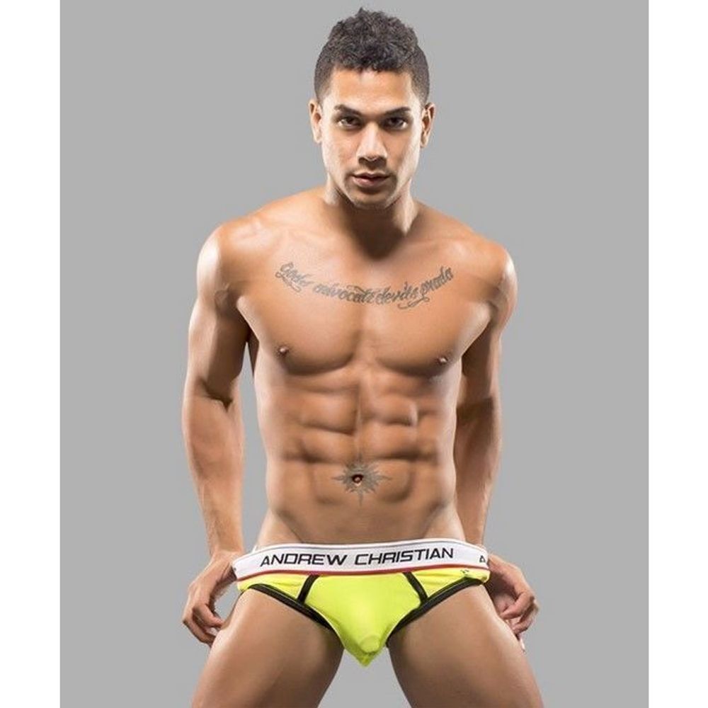 Мужские трусы брифы салатовые в сеточку Andrew Christian AC36