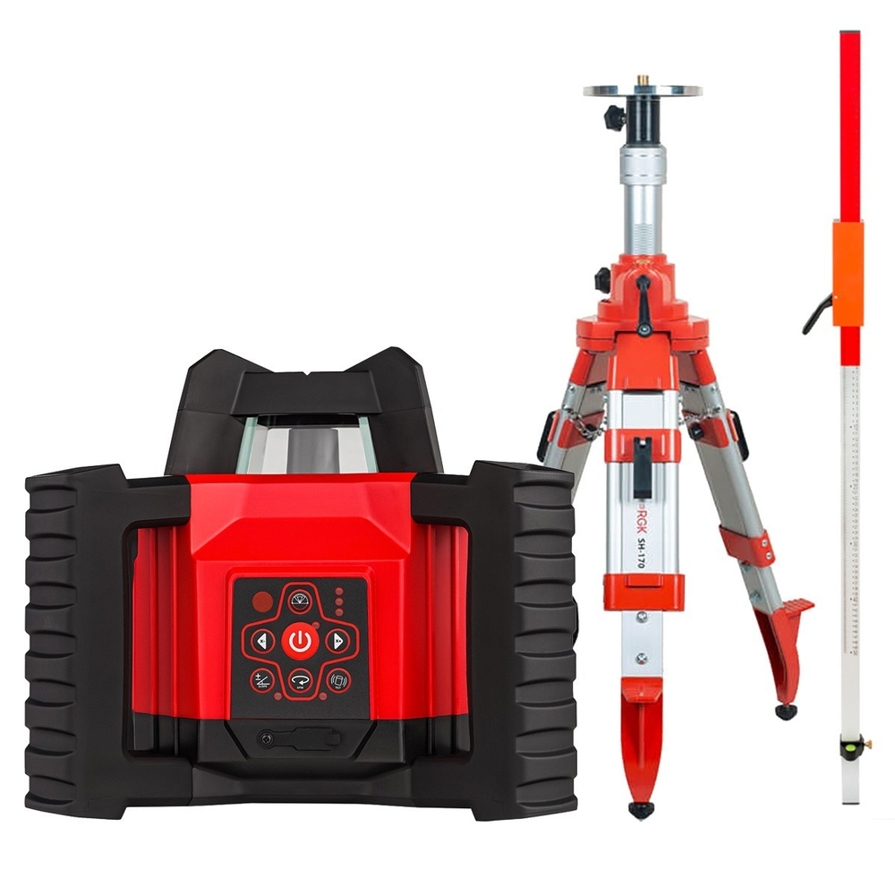 Комплект: ротационный нивелир RGK SP-312 с калибровкой + штатив RGK SH-170, рейка RGK LR-2