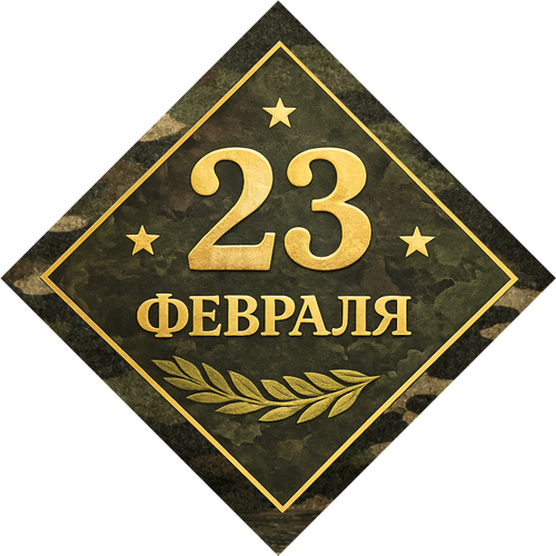 Открытка "С 23 февраля" 50х50мм