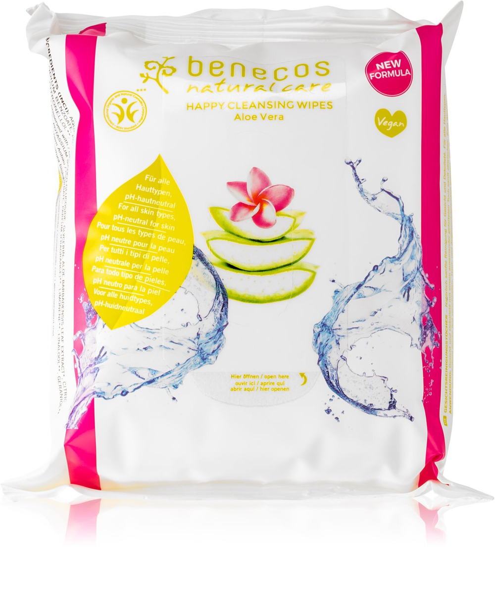 Benecos Natural Care - очищающие салфетки для лица с алоэ вера /  25 szt.   / GTIN 4260198093666