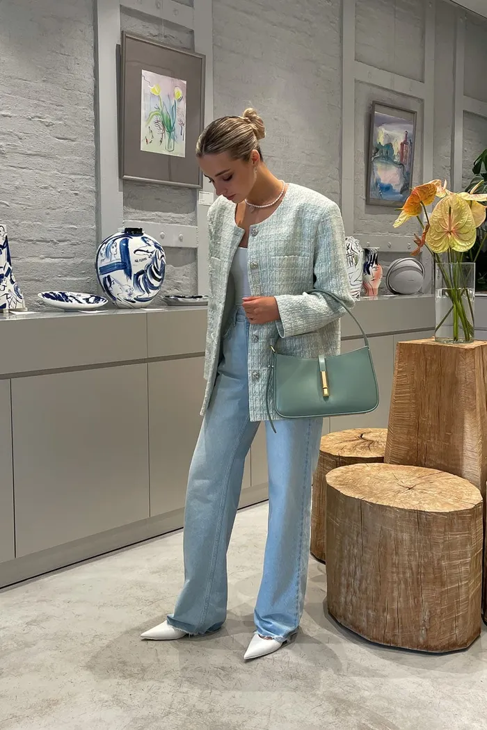 Твидовый жакет цвета мяты