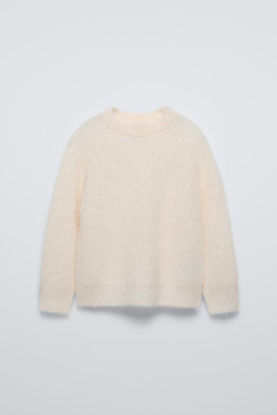 ZARA СВИТЕР ИЗ СИНТЕТИЧЕСКОЙ ШЕРСТИ И АЛЬПАКИ, СВЕТЛО-БЕЖЕВЫЙ