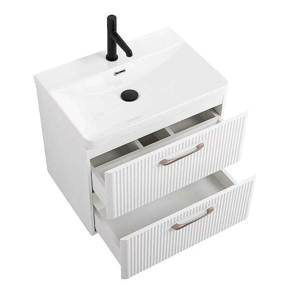 Тумба с раковиной BelBagno DUE-600-2C-SO-BL-P Bianco Lucido