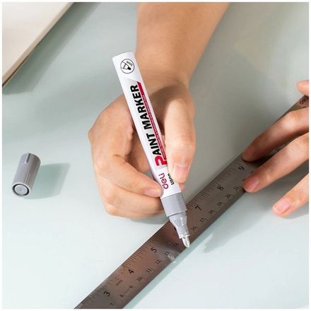 Маркер-краска, 2мм, серебро, нитро-основа, Deli EU500-SL