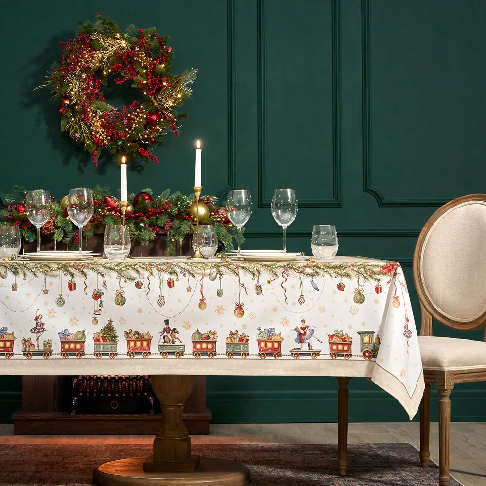 СКАТЕРТЬ "ЩЕЛКУНЧИК" 160Х220СМ БЕЖЕВЫЙ,100% ХЛОПОК,ТВИЛ