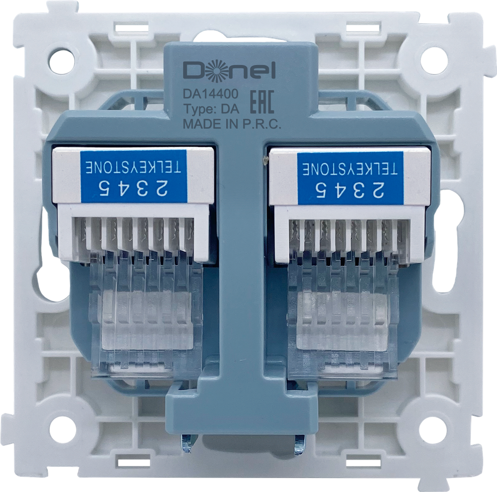 Механизм телефонной розетки RJ11 + RJ11 (двойная) cat.3/ClassE-4/4, серия DA