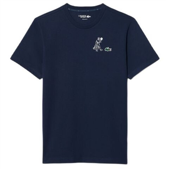 Мужская теннисная футболка Lacoste Ultra Dry Printed - navy blue