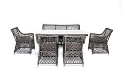 "Катания" обеденная группа плетеная на 6 персон, цвет графит