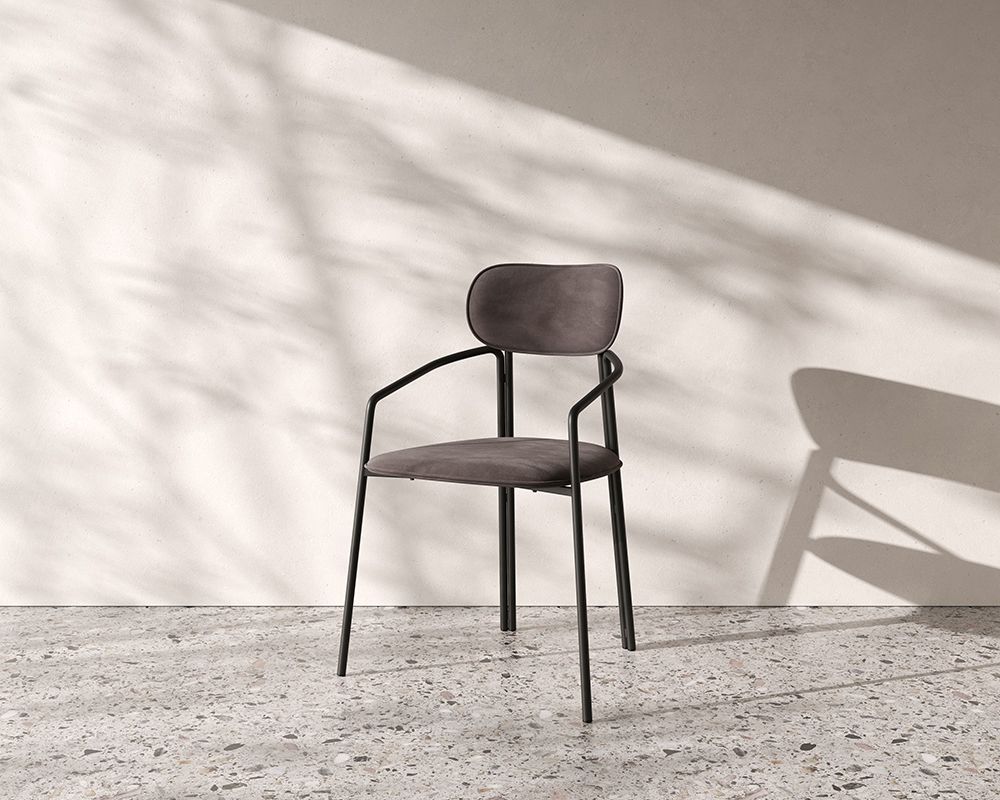 Стул Ror, Round, велюр, черный/серый