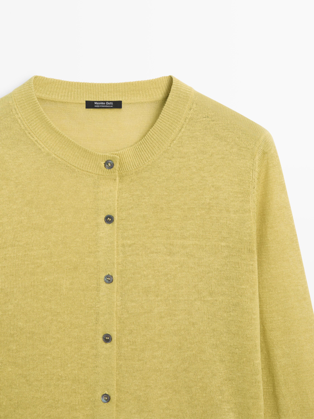 Massimo Dutti Короткий кардиган изо льна, лаймовый