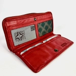 Женский кошелек из натуральной винтажной кожи красного цвета