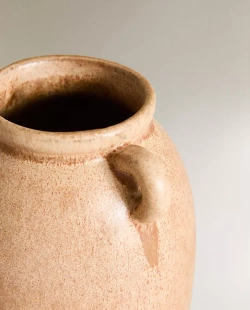 ZARA HOME КЕРАМИЧЕСКАЯ ВАЗА С РУЧКАМИ, КОРИЧНЕВЫЙ