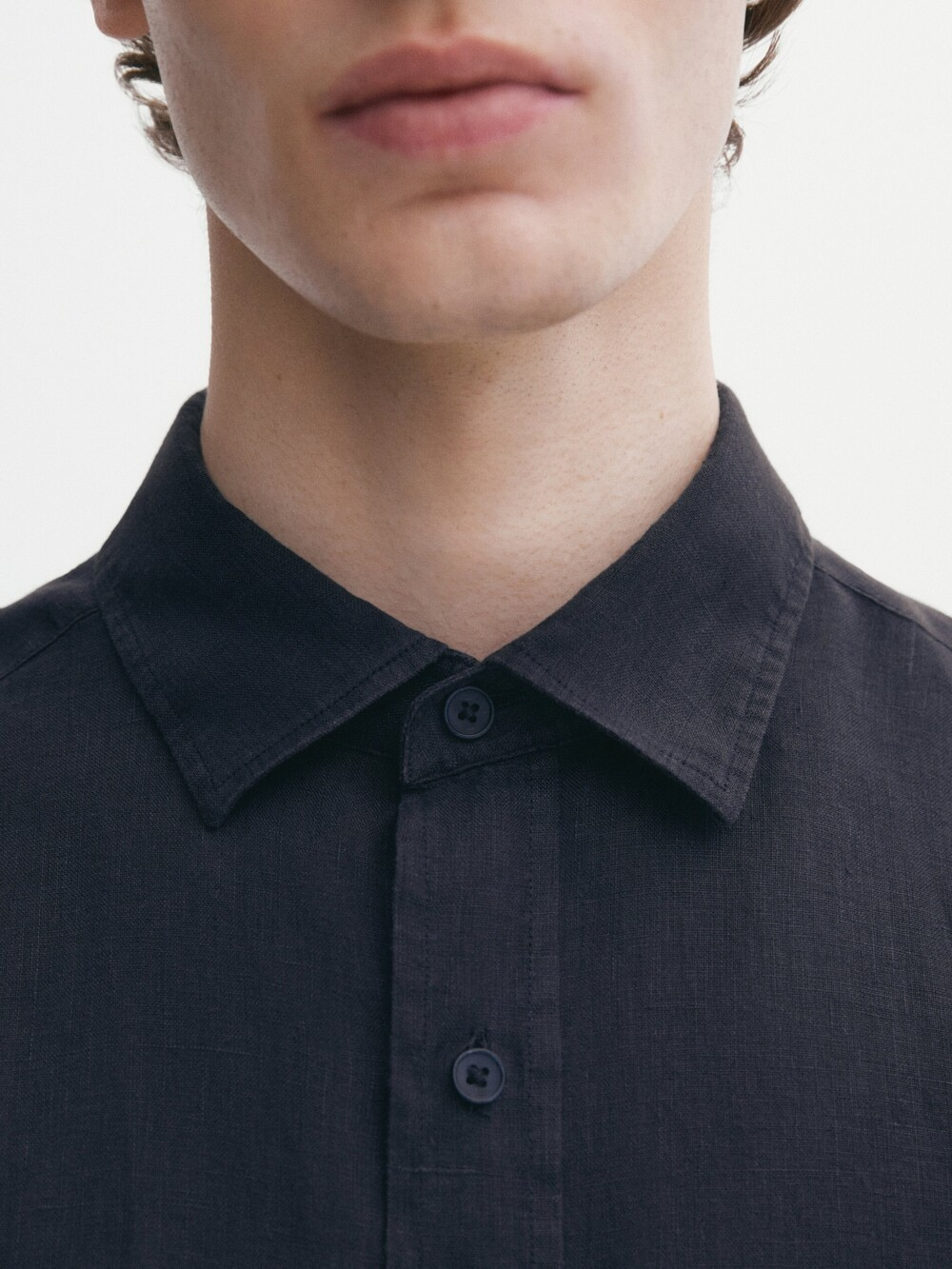 Massimo Dutti Рубашка из 100% льна с короткими рукавами,  темно-зеленый