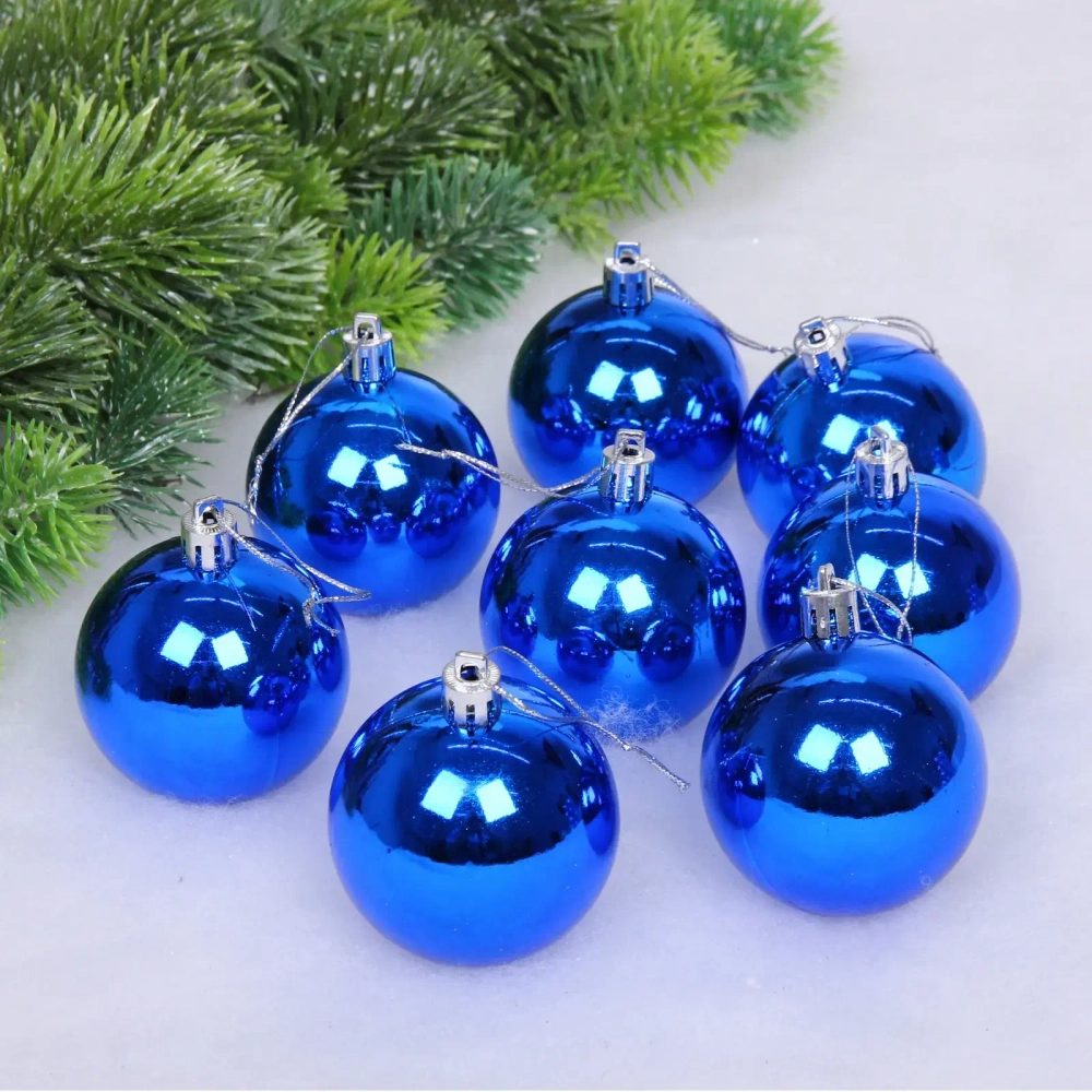 Новогодние шары 6 см (набор 24 шт) «Глянец», синий
