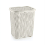 Корзина для стирал. порошка вязаный узор белый