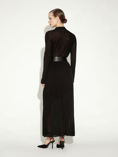 Женское платье черного цвета из шелка и вискозы - фото 3