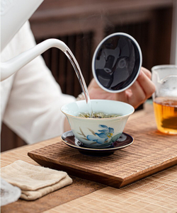 278182 Гайвань ЛОТОС 130 мл , фарфор белый-синий