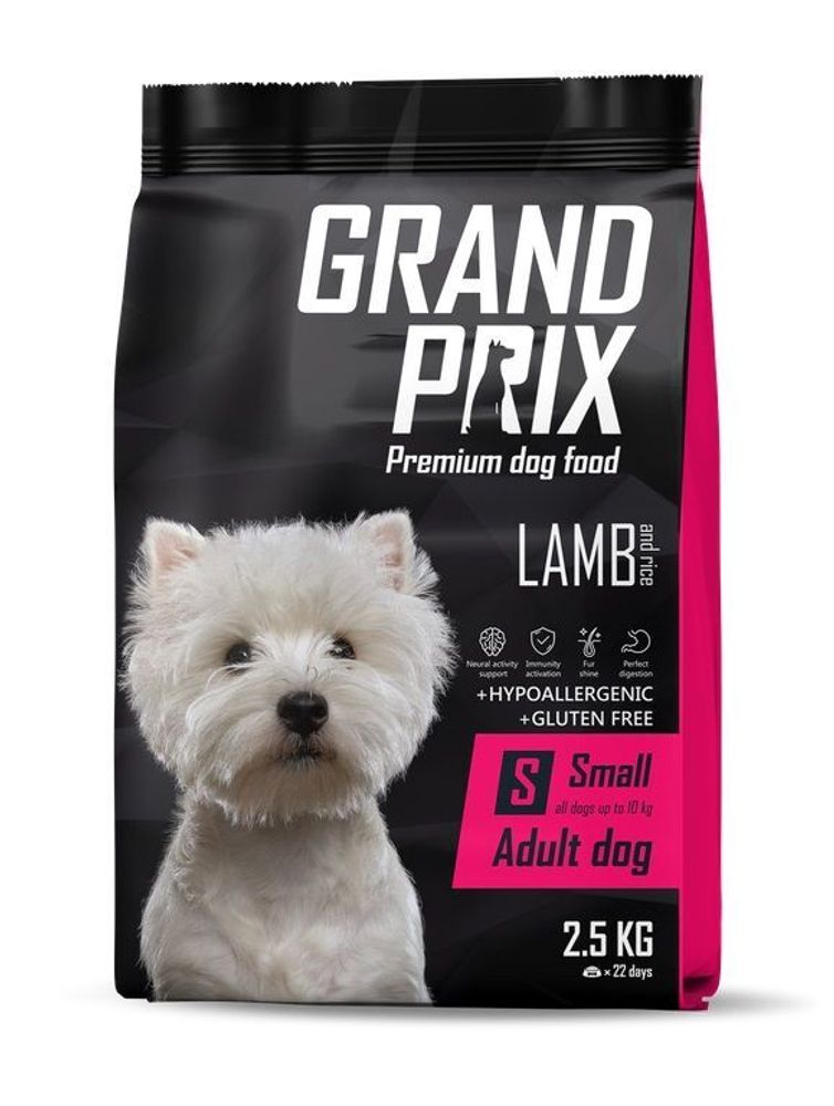 GRAND PRIX. Сухой корм с ягненком для взрослых собак мелких пород 2,5 кг