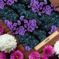 Ткань барби фиолетовые цветы с паутинкой