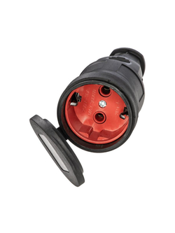 Розетка 16А IP44 прямая с заземл. каучук черн. КОСМОС RKsm-Z-IP(B)16A