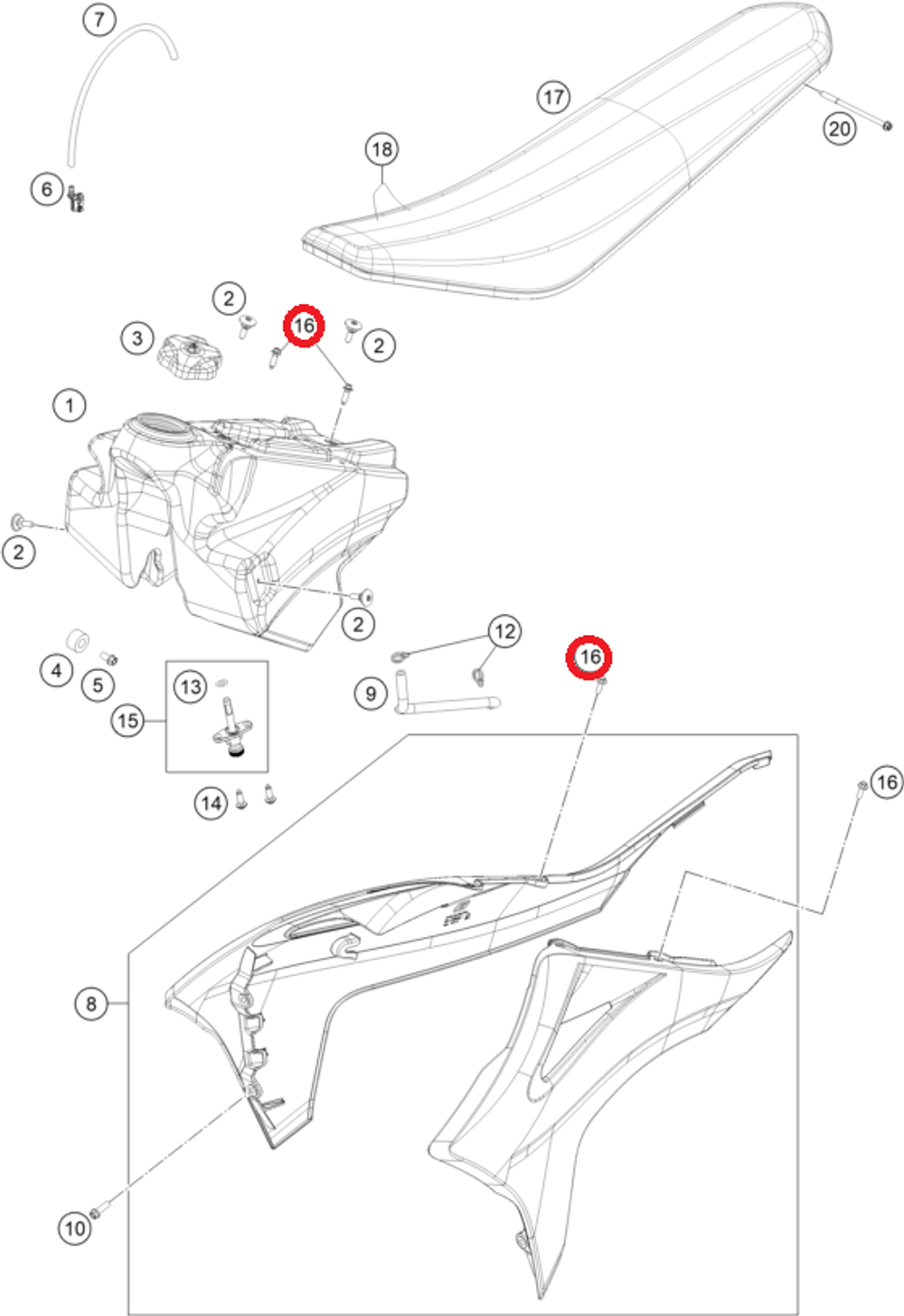 Винт KTM, HQV, GASGAS K50X20 SW6