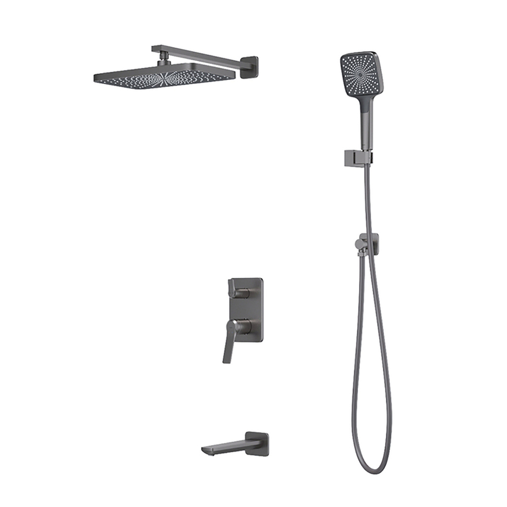 Душевая система 35к IDDIS PARGM03i68 "Parker" лейка "Тропический душ" встраиваемая ГРАФИТ матовый