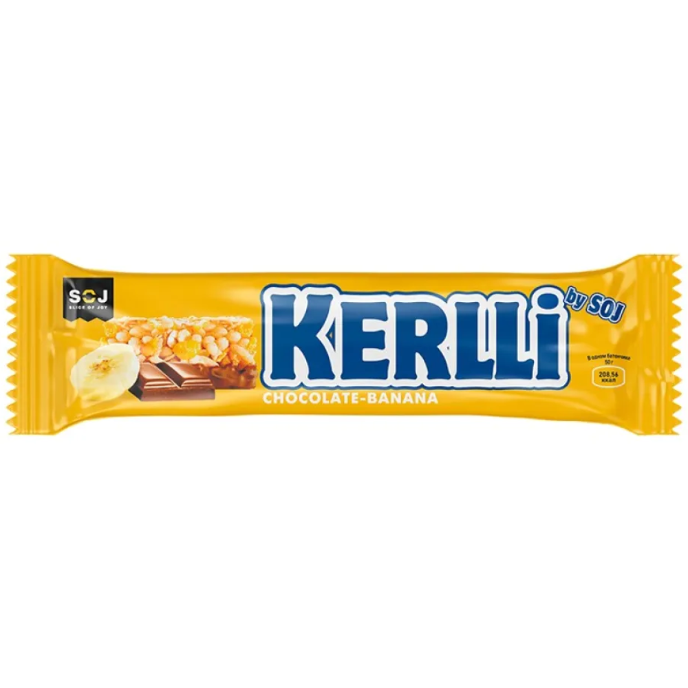 Батончик злаковый Kerlli с бананом в молочном шоколаде 50 гр