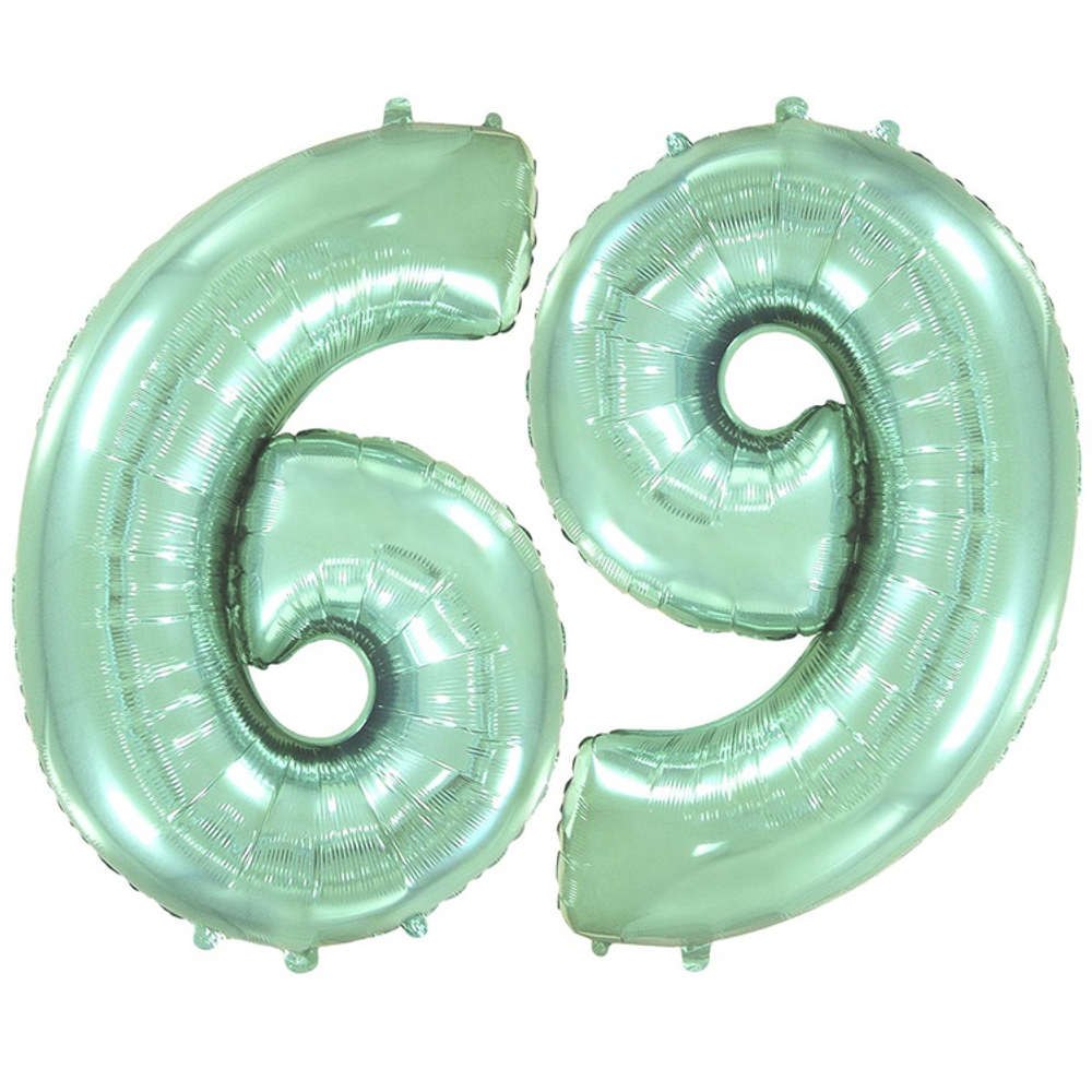 Шар фольгированный Цифра 9 101 см (Мятный)