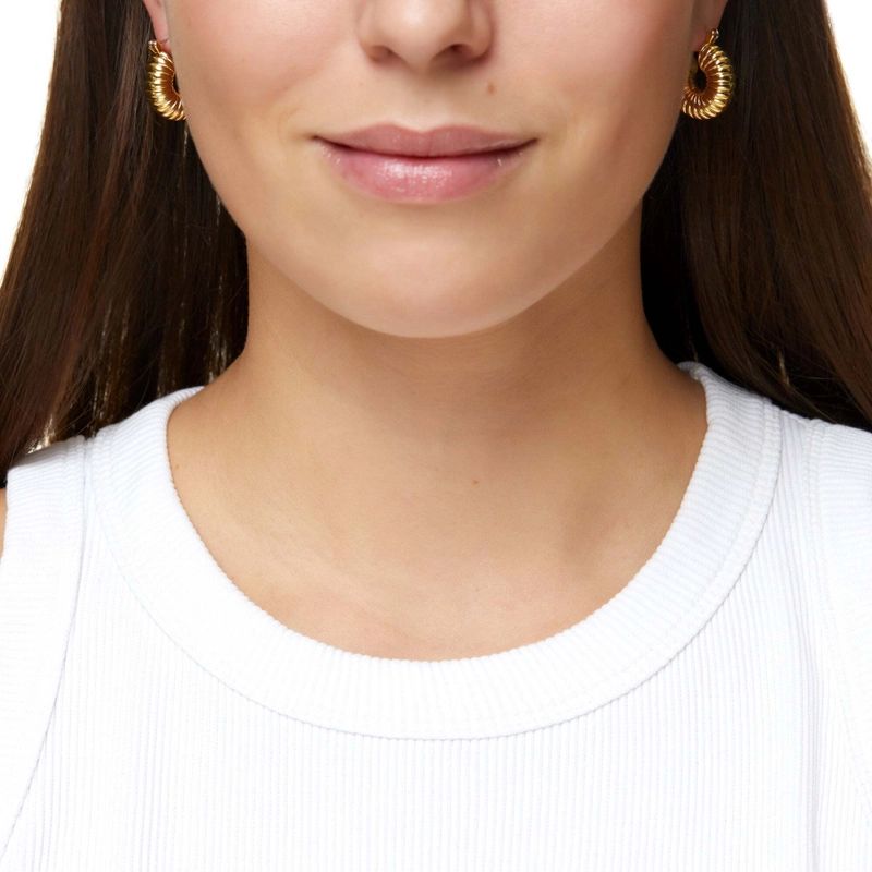 Серьги Мини Пончик с Бороздами – Золото