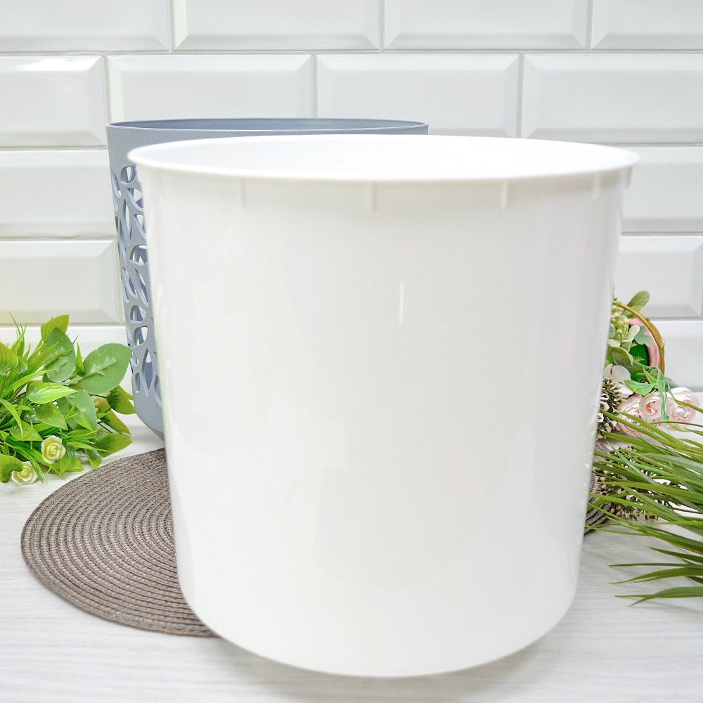 Кашпо Leaves 8л, серый/белый