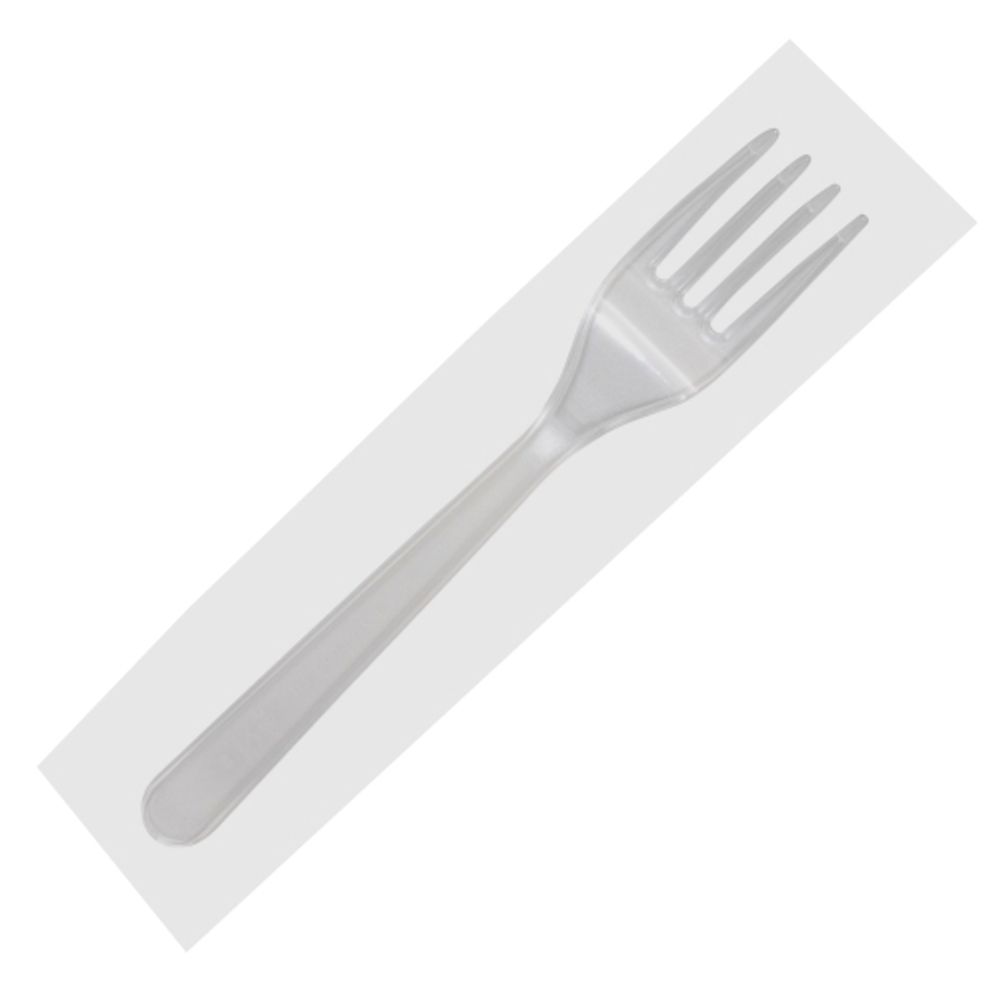 Одноразовые вилки 180мм в индивидуальной упаковке прозрачные (1/300шт)