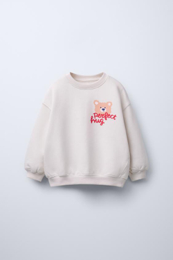 ZARA УТЕПЛЕННАЯ ТОЛСТОВКА С ПРИНТОМ, КАМЕННО-СЕРЫЙ