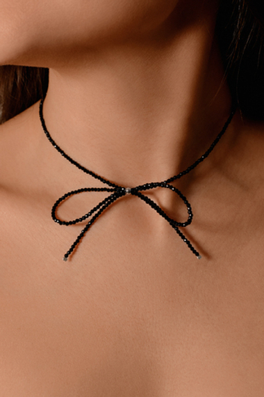 Серебряное колье-чокер из натуральной шпинели "Бант"