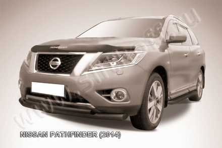Защита переднего бампера Nissan Pathfinder (2012-2017) d76+d57 черная