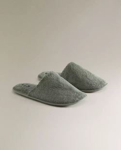 ZARA HOME МАХРОВЫЕ ТАПОЧКИ, ХАКИ
