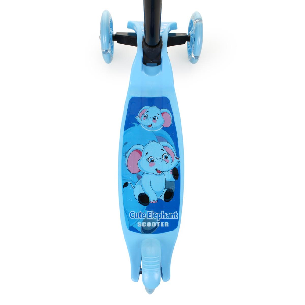 Кикборд эконом самокат детский 3 х колесный, со светом, голубой