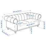 2-местный диван - IKEA VISKAFORS,  74x90x194см, черный, ВИСКАФОРС ИКЕА