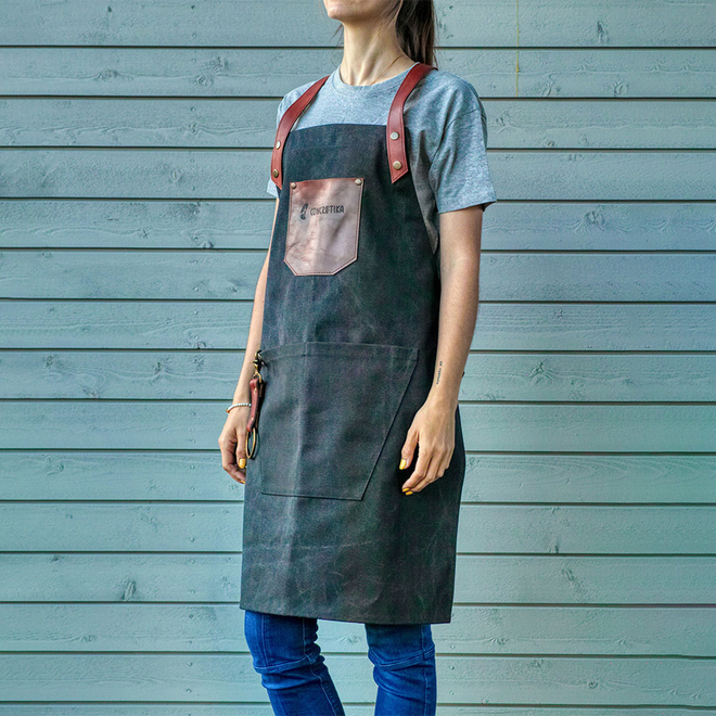 Фартук для готовки с кожаными вставками (Concretika)