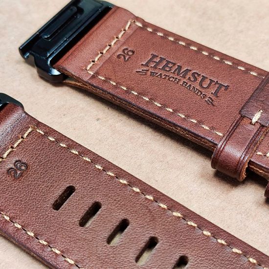 Ремешок 26 мм. Hemsut для Garmin натуральная кожа (Коричневый)