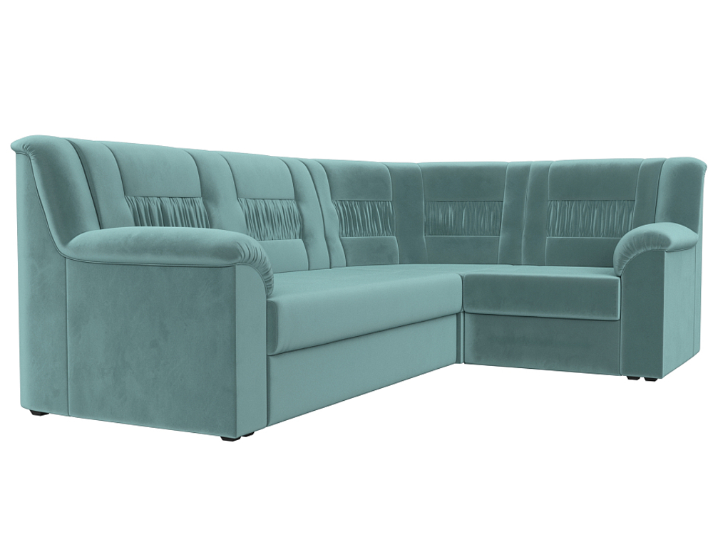 Диван угловой Карелия правый угол, Бирюзовый, Велюр, 113341