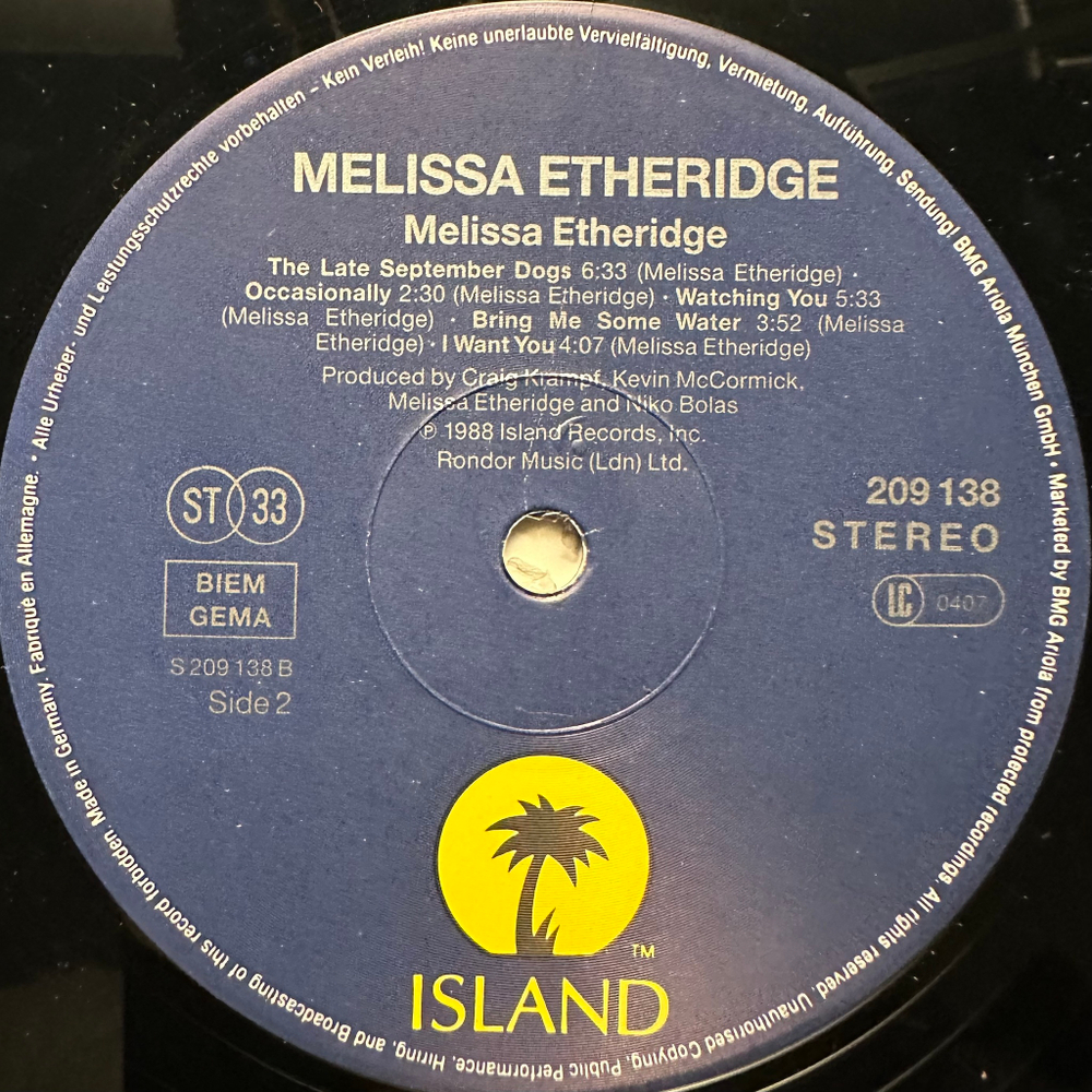 Melissa Etheridge - Melissa Etheridge (Европа 1988г.)