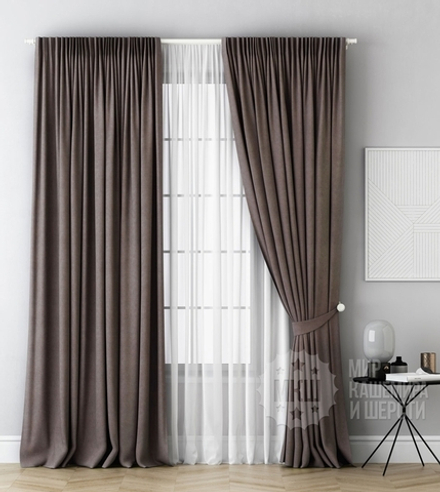 Комплект штор: КАСПИАН (арт. BL01-220-05) - 300х270, (170х270)х2 см. - (Возможна высота 250 см.) - капучино