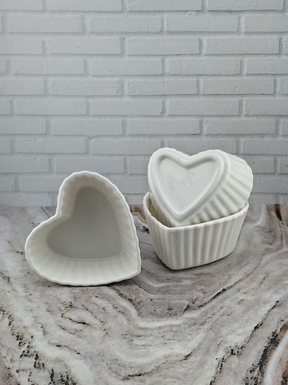 Набор порционных керамических формочек 3 шт., сердце