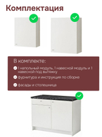 Кухонный гарнитур, 122х60х200, Кнок, KNOXHULT (КНОКСХУЛЬТ), белый, Dipriz