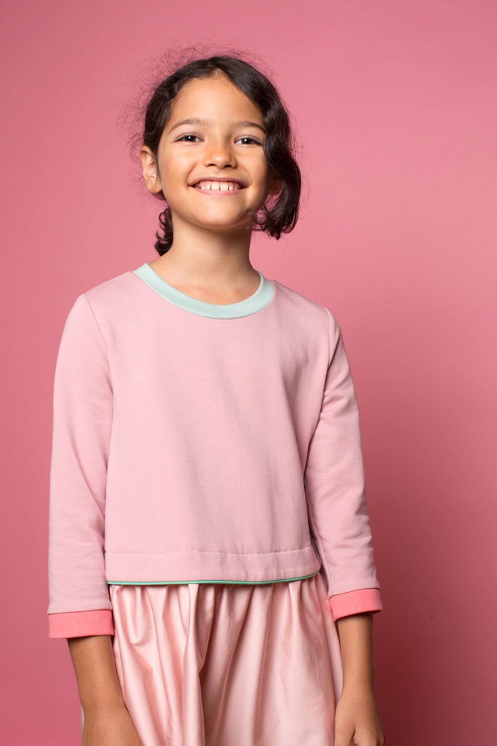 Платье с кантом РОЗА/МЯТА