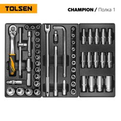 TOLSEN (TT85416) Набор инструментов "CHAMPION" в черной тележке, 239 предметов