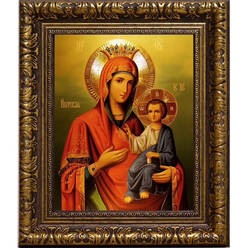 Иверская (Вратарница, Портатисса) икона Божьей Матери на холсте.