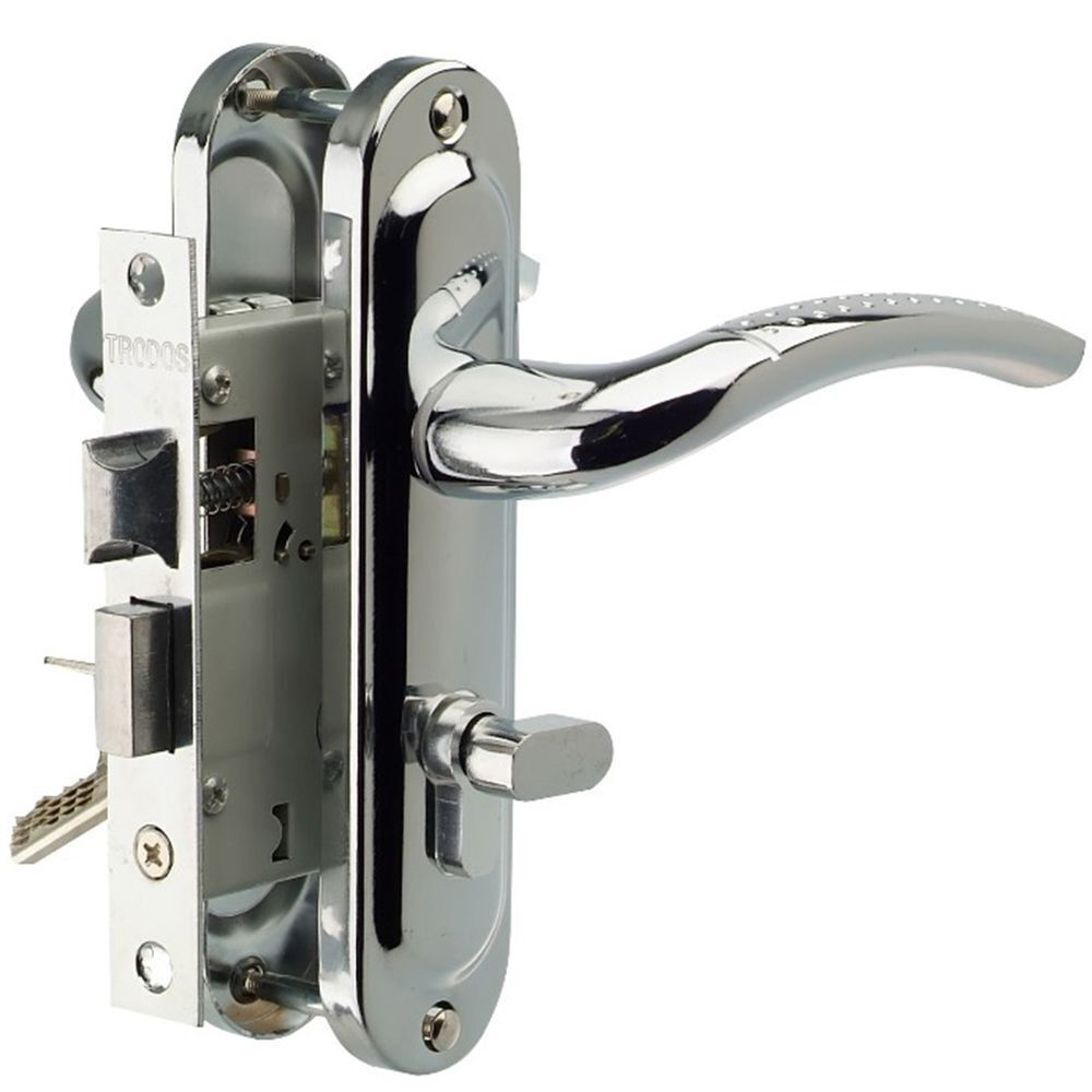 Замок врезной Trodos, 50/106-ЦМВ70 CP, 202054, ручка в комплект, цилиндровый, хром